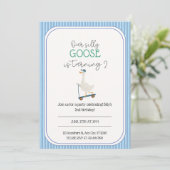 Gekke Goose Verjaardag uitnodiging (Staand voorkant)