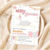 Gekke Goose Verjaardag Uitnodiging Roze Meisjes