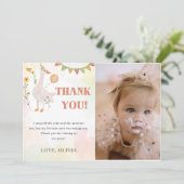 Gekke Goose verjaardagsfeest foto Dank u kaart (Staand voorkant)