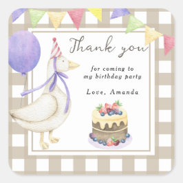 Gekke Goose verjaardagsfeestje bedankt Vierkante Sticker