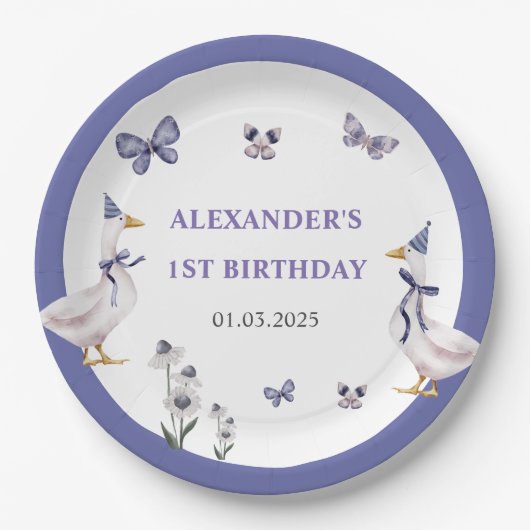 Gekke Goose verjaardagsfeestje Papieren Bordje (Voorkant)