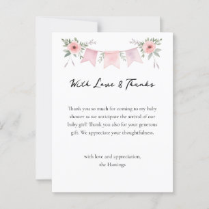 Gekke Goose Waterverf Meisje Baby shower Dank u Briefkaart