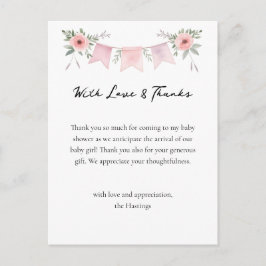 Gekke Goose Waterverf Meisje Baby shower Dank u Briefkaart