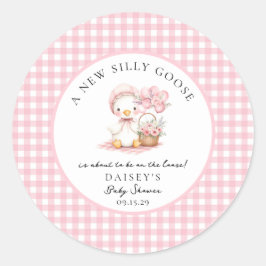 Gekke Goose Waterverf Meisje Baby shower Ronde Sticker