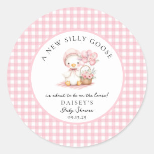 Gekke Goose Waterverf Meisje Baby shower Ronde Sticker