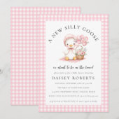 Gekke Goose Waterverf Meisje Baby shower Uitnodigi Kaart (Voorkant / Achterkant)