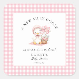 Gekke Goose Waterverf Meisje Baby shower Vierkante Sticker