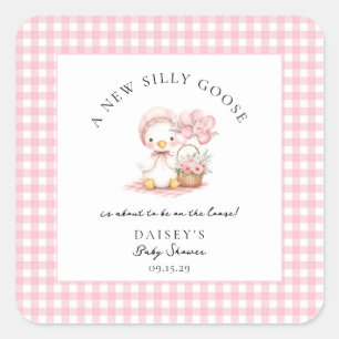 Gekke Goose Waterverf Meisje Baby shower Vierkante Sticker