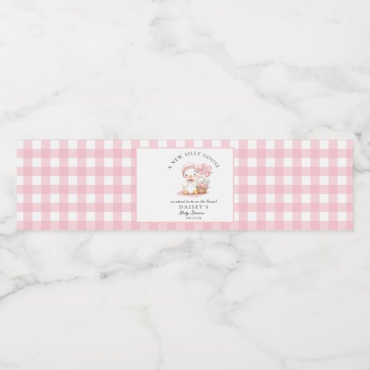 Gekke Goose Waterverf Meisje Baby shower Waterfles Etiket (Enkel label)