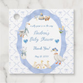 Gekke Goose Whimsical Bow Baby Boy Shower Bedankjes Labels (Voorkant)