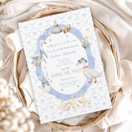 Gekke Goose Whimsical Bow Baby Boy Shower Kaart