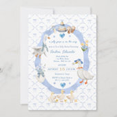 Gekke Goose Whimsical Bow Baby Boy Shower Kaart (Voorkant)