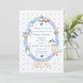 Gekke Goose Whimsical Bow Baby Boy Shower Kaart (Staand voorkant)