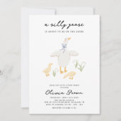 Gekke Goose Whimsical Bow Baby shower Kaart (Voorkant)
