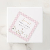 Gekke Goose Whimsical Pink Bow Baby Girl Shower Bedankjes Labels (In situ)