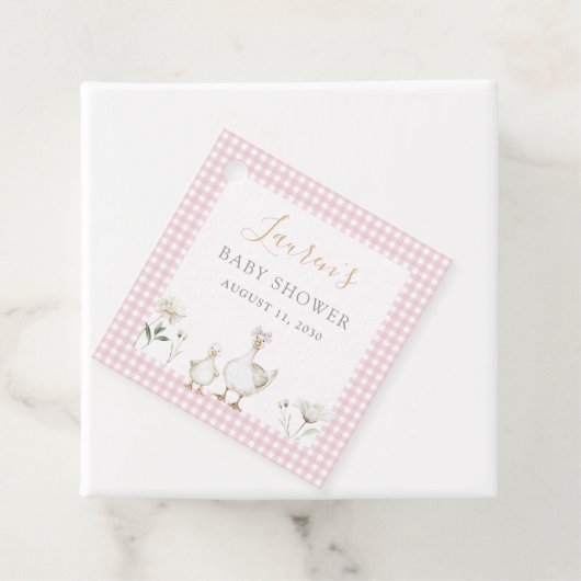 Gekke Goose Whimsical Pink Bow Baby Girl Shower Bedankjes Labels (In situ)