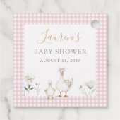 Gekke Goose Whimsical Pink Bow Baby Girl Shower Bedankjes Labels (Achterkant)