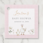 Gekke Goose Whimsical Pink Bow Baby Girl Shower Bedankjes Labels (Voorkant)