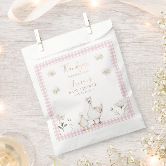 Gekke Goose Whimsical Pink Bow Baby Girl Shower Bedankzakje (Geknipt)