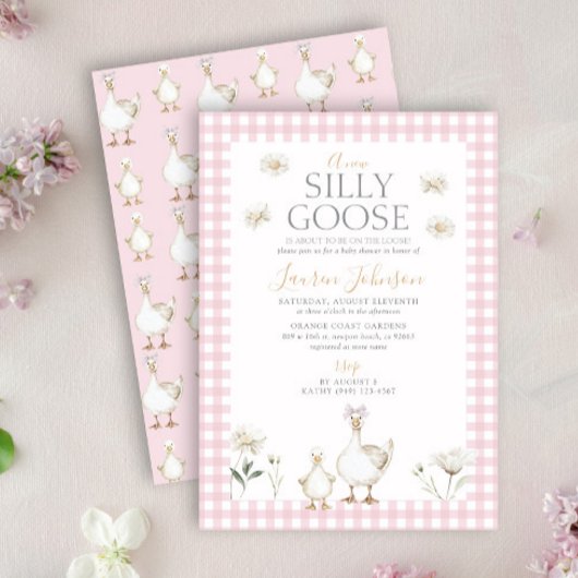 Gekke Goose Whimsical Pink Bow Baby Girl Shower Kaart