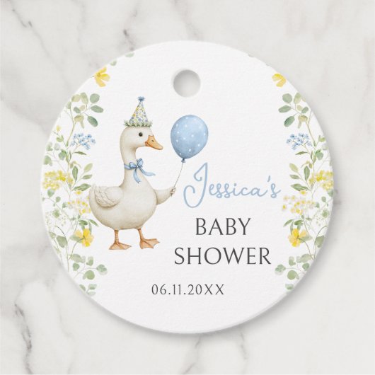 Gekke Goose Wildflower Baby Boy Shower Dank u Bedankjes Labels (Voorkant)