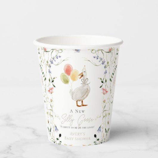 Gekke Goose Wildflower Baby shower Papieren Bekers (Voorkant)