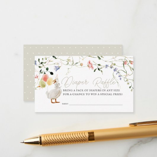 Gekke Goose Wildflower Bloemen Luier Raffle Ticket Informatiekaartje (Voorkant / Achterkant in situ)