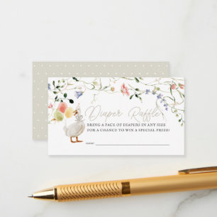 Gekke Goose Wildflower Bloemen Luier Raffle Ticket Informatiekaartje
