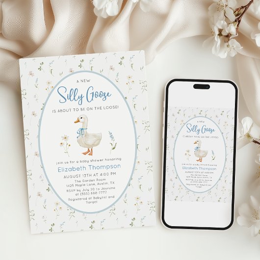 Gekke Goose Wildflower Bloemenjongen Baby shower Kaart