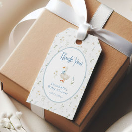 Gekke Goose Wildflower Blue Bow Baby shower Cadeaulabel