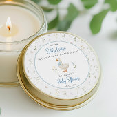 Gekke Goose Wildflower Blue Bow Baby shower Ronde Sticker