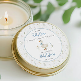 Gekke Goose Wildflower Blue Bow Baby shower Ronde Sticker