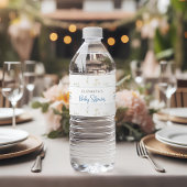 Gekke Goose Wildflower Blue Bow Baby shower Waterfles Etiket