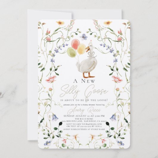 Gekke Goose Wildflower Floral Baby shower Kaart (Voorkant)