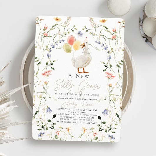 Gekke Goose Wildflower Floral Baby shower Kaart