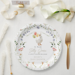 Gekke Goose Wildflower Floral Baby shower Papieren Bordje