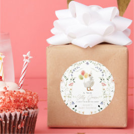 Gekke Goose Wildflower Floral Baby shower Ronde Sticker