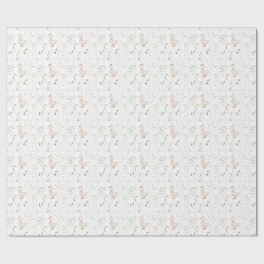 Gekke Goose Wildflower Gingham Girl party Cadeaupapier (Vlak)