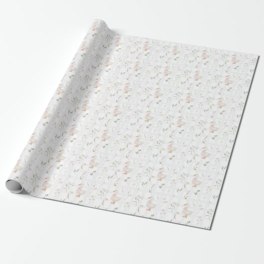 Gekke Goose Wildflower Gingham Girl party Cadeaupapier (Uitgerold)