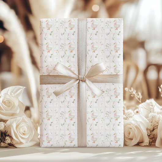 Gekke Goose Wildflower Gingham Girl party Cadeaupapier