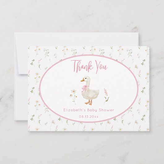 Gekke Goose Wildflower Meisje Baby shower Bedankkaart (Voorkant)