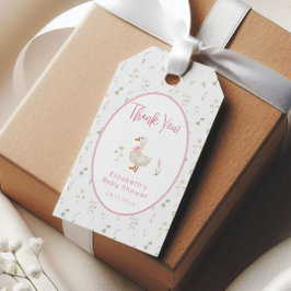 Gekke Goose Wildflower Pink Bow Baby shower Cadeaulabel