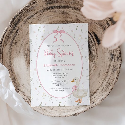 Gekke Goose Wildflower Pink Bow Baby shower Kaart