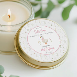 Gekke Goose Wildflower Pink Bow Baby shower Ronde Sticker