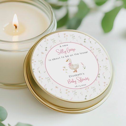 Gekke Goose Wildflower Pink Bow Baby shower Ronde Sticker