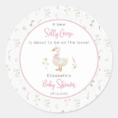 Gekke Goose Wildflower Pink Bow Baby shower Ronde Sticker (Voorkant)