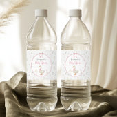 Gekke Goose Wildflower Pink Bow Baby shower Waterfles Etiket