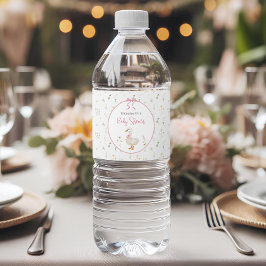 Gekke Goose Wildflower Pink Bow Baby shower Waterfles Etiket