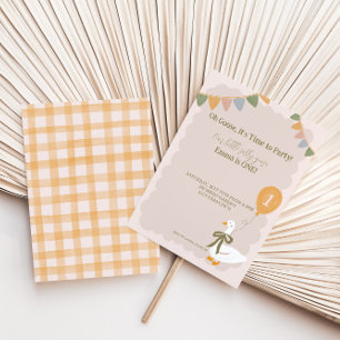 Gekke Goose Yellow Balloon Garland 1e verjaardag Kaart