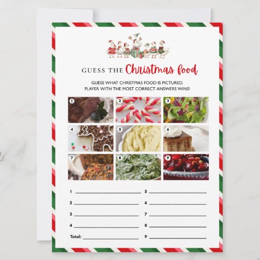 Gekke Goosemas Guess het kerstvoedselspel Kaart (Voorkant)